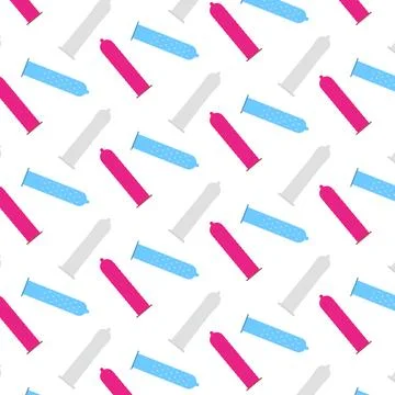 Condoms colored seamless pattern, contraceptive background for health Stock Illustration
