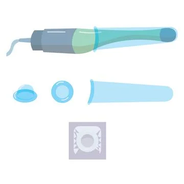 Condoms for the device of ultrasonic research. Vector illustration isolated o Stock Illustration