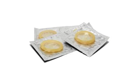 Condoms pack on a white background Foto stock