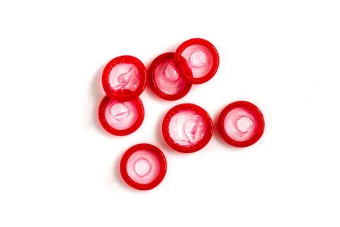 Condoms on white background Stock Photos