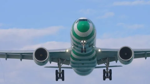 Condor Airbus A330-900 D-ANRK on final approach to Phuket Airport Stock Footage 338304955
