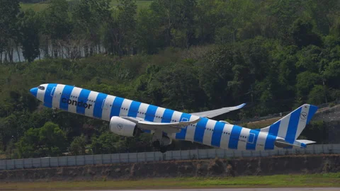 Condor Airbus A330-900 D-ANRT taking off from Phuket Airport Stock Footage 339499328