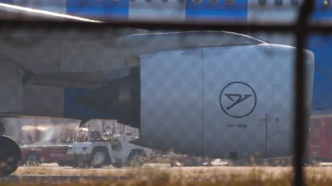 Condor Airbus A330-900 D-ANRF engine close-up during taxiing Stock Footage 340480146