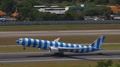 Condor Airbus A330neo D-ANRT takes off from Phuket International Airport Stock Footage 344087546