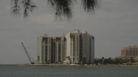 Condos on the water Stock Footage