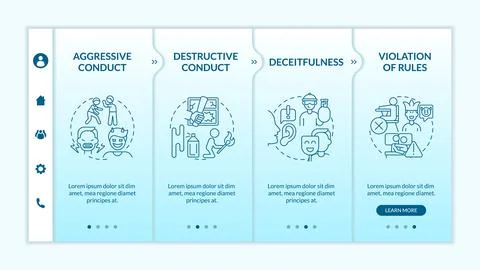 Conduct disorder groups of behavior turquoise gradient onboarding template 스톡 일러스트