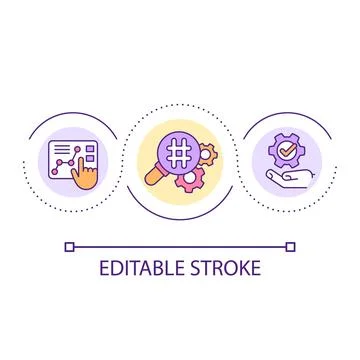 Conduct keyword research loop concept icon Stock Illustration