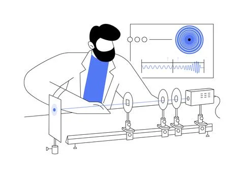 Conduct laser experiment abstract concept vector illustration. Stock Illustration
