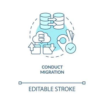 Conduct migration turquoise concept icon Stock Illustration