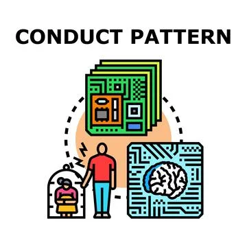 Conduct pattern impacting human behavior brain functions Stock Illustration