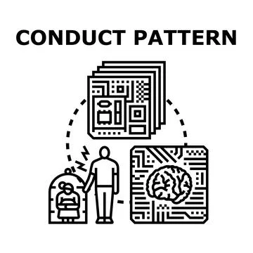 Conduct pattern impacting human behavior brain functions Stockillustratie