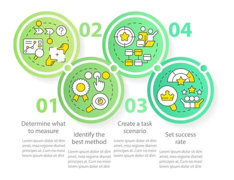 Conduct website usability testing circle infographic template Stock Illustration