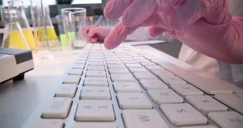 Conducting Laboratory Work with Computers for Effective Scientific Research Stock Footage 297561871