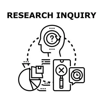 Conducting research inquiry and data analysis process Stock Illustration
