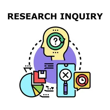 Conducting research inquiry and data analysis process Stock Illustration