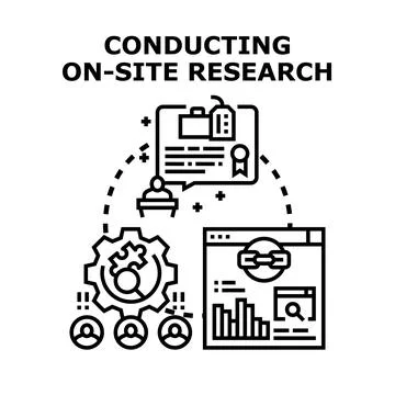 Conducting on site research process with data analysis concept Stock Illustration