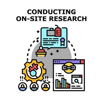 Conducting on site research process with data analysis concept Stock Illustration
