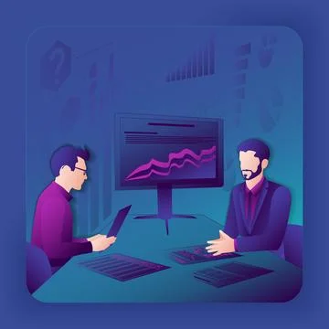 Conducting stakeholder interviews. Glassmorphism. Stock Illustration