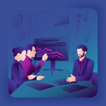 Conducting stakeholder interviews Glassmorphism. Stock Illustration