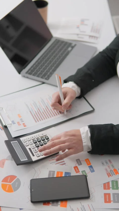 Conducting a thorough analysis in the corporate world, a diligent business Stock Footage 280379907