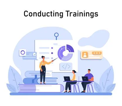 Conducting Trainings concept. Flat vector illustration. Stockillustratie