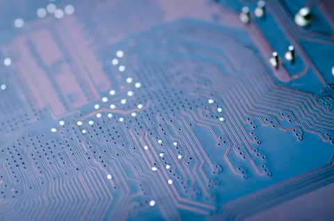 Conductive lines on an electronic board close-up abstract Stock Photos