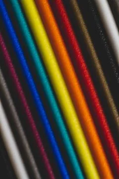 Conductive wires of electrical circuits, connected to electronic engineering. Stock Photos