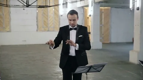 Conductor of classical orchestra, symphonic orchestra, music director Video stock 73587298