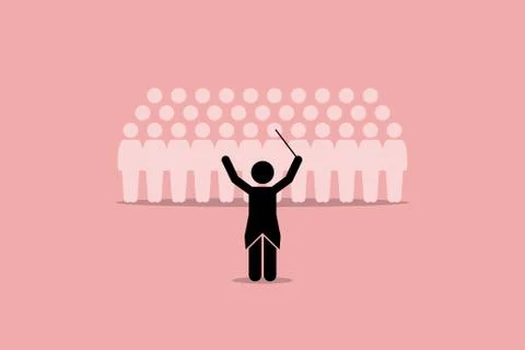Conductor conducting a choir group.  Stock Illustration