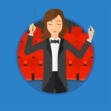 Conductor directing with baton. Stock Illustration