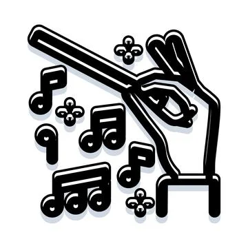 Conductor hand holding baton directing music performance Stock Illustration