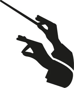 Conductor hands with baton Illustrazione stock