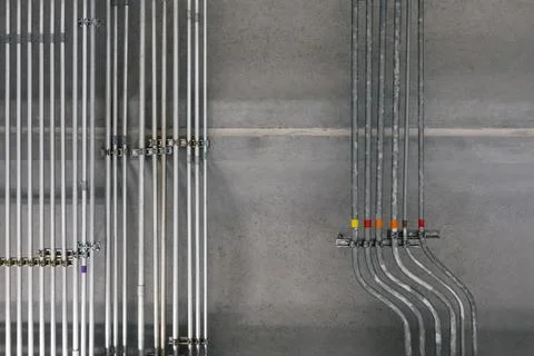 Conduit on ceiling, electric pipe line Stock Photos