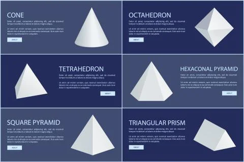 Cone and Octahedron Figures, Vector White Prisms Illustrazione stock