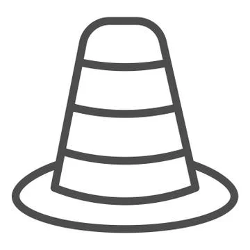 Cone divider on the road line icon. Traffic cone outline style pictogram on Stock Illustration