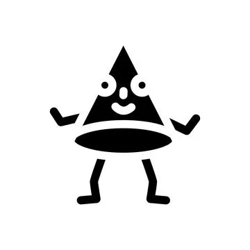Cone geometric shape character glyph icon vector illustration Illustrazione stock