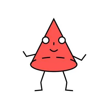 Cone geometric shape character icon color illustration Stock Illustration