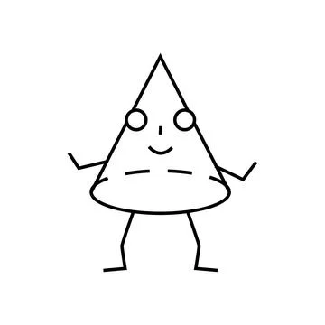 Cone geometric shape character line icon vector illustration Stock Illustration