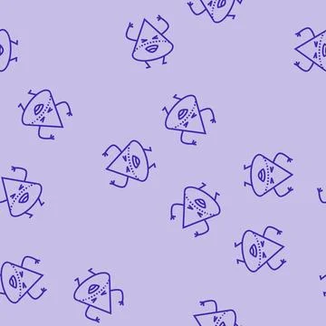 Cone geometric shape character line seamless pattern Stock Illustration