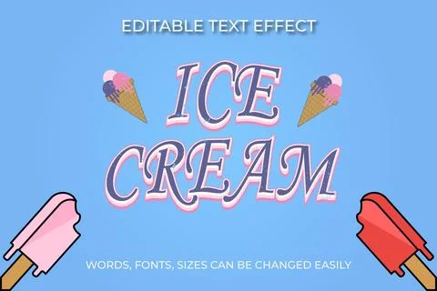 Cone ice cream 3d editable text effect Illustrazione stock