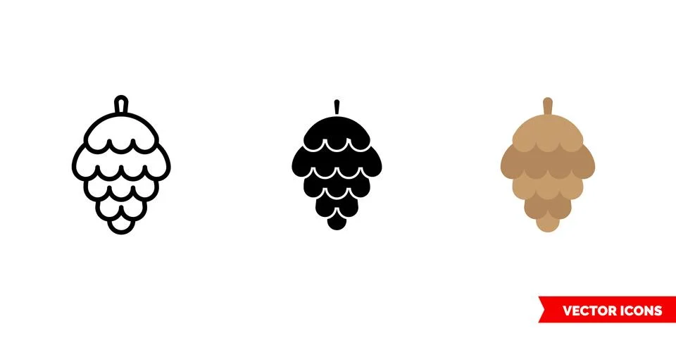 Cone icon of 3 types. Isolated vector sign symbol. Illustrazione stock