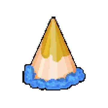 Cone party hat pixel art vector illustration Stock Illustration