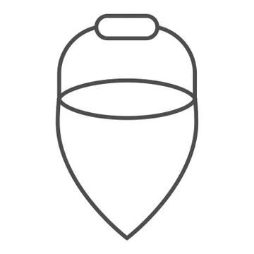 Cone sand bucket thin line icon. Handle metal cone tool for firefighting outline Illustration