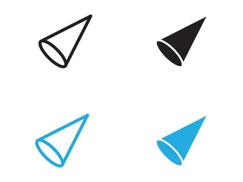 Cone shape 3D icon black and white vector outline sign Stock Illustration