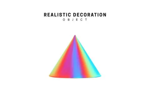 Cone shaped element. Realistic 3d objects with gradient holographic color of  Stock Illustration