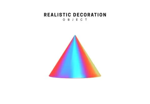 Cone shaped element. Realistic 3d objects with gradient holographic color of  Stockillustratie