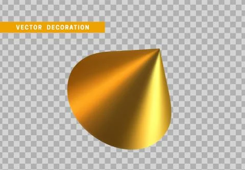 Cone is three-dimensional geometric shape isolated golden color. 3d objects v 스톡 일러스트