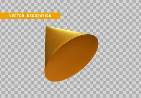 Cone is three-dimensional geometric shape isolated golden color. 3d objects v 스톡 일러스트