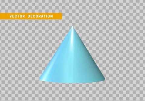 Cone is three-dimensional geometric shape isolated blue color. 3d objects vec Stock Illustration