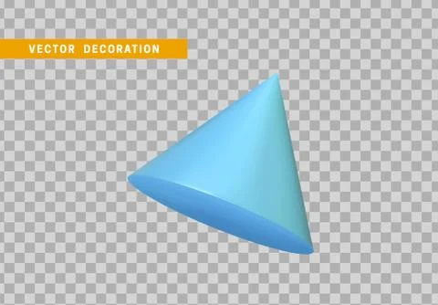 Cone is three-dimensional geometric shape isolated blue color. 3d objects vec 스톡 일러스트